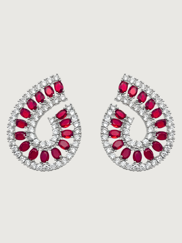 Front View of Sirene Swirl Earrings Jewelry for Pierced Ears Post / Pin & Push in 925 Sterling Silver Stamp Marked 10.2gms