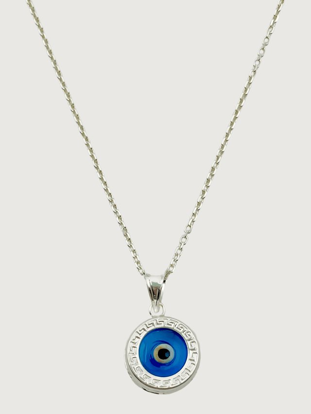 Front View of Azure Amulet Pendant Necklace in Sterling Silver Fixed Length 925 Metal One Size 2.8gms