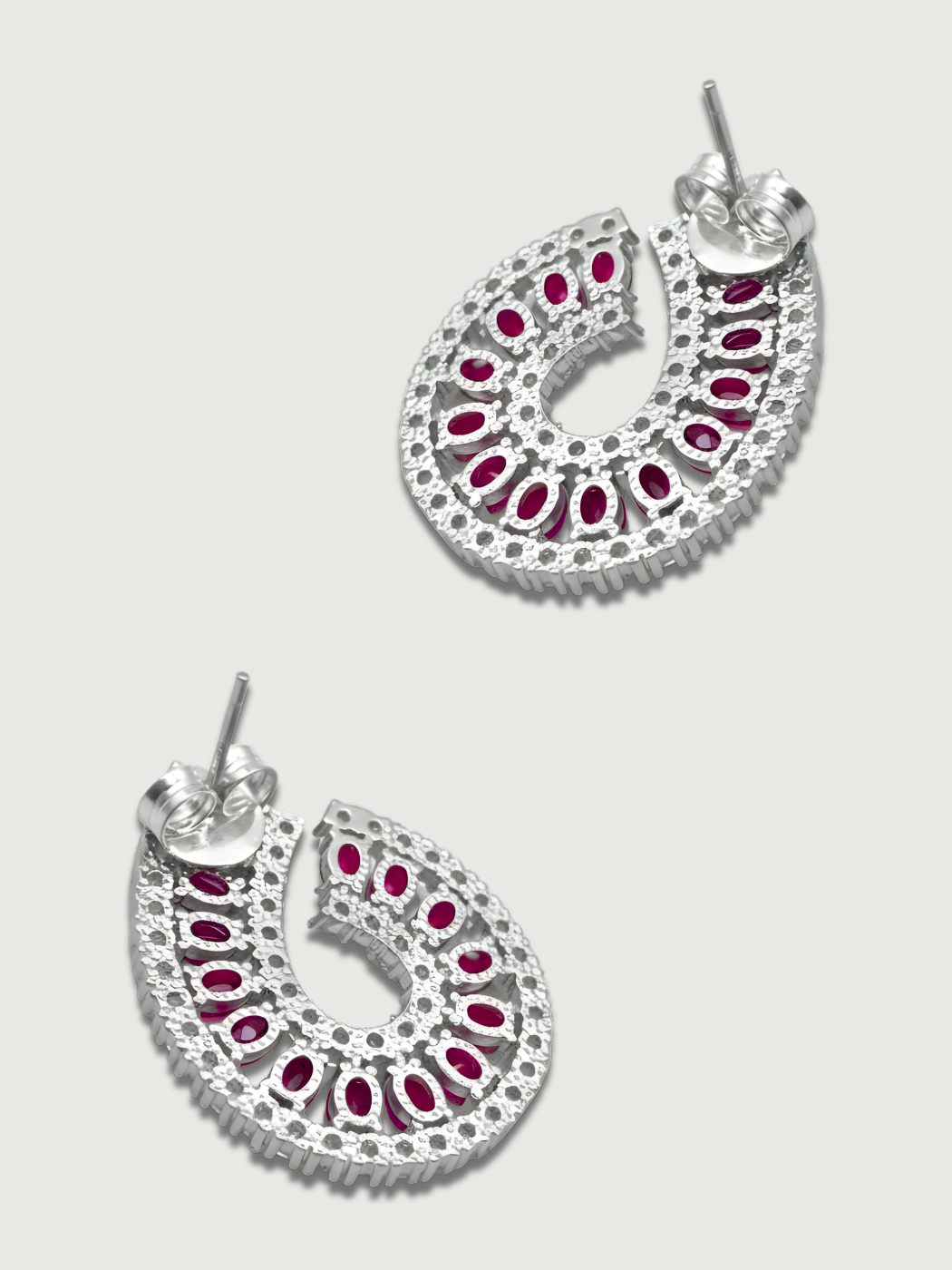Rear View of Sirene Swirl Earrings Jewelry for Pierced Ears Post / Pin & Push in 925 Sterling Silver Stamp Marked 10.2gms