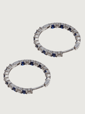 Rear View of Azura Hoop Earrings in Sterling Silver Jewelry for Pierced Ears 925 Metal Stone One Size 5.7gms