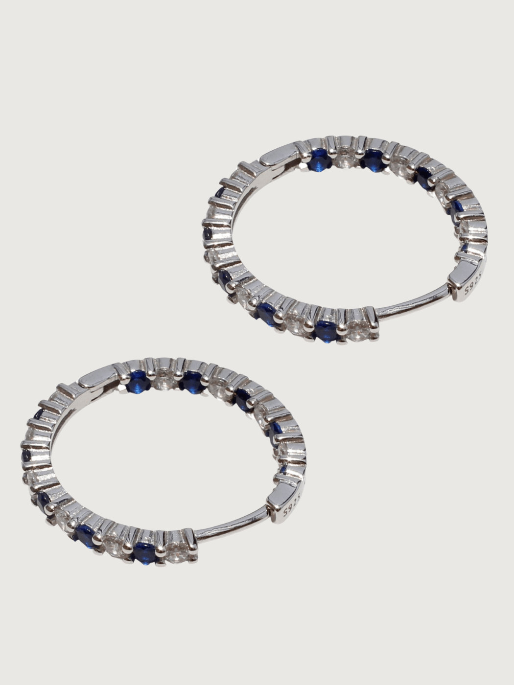 Rear View of Azura Hoop Earrings in Sterling Silver Jewelry for Pierced Ears 925 Metal Stone One Size 5.7gms