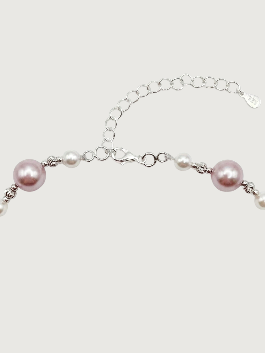 Rear View of Belle Blush Pearl Bracelet Adjustable Length 925 Sterling Silver Rhodium Plated Brass 6 inches 11.1gms