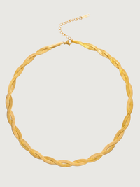 Front View of Raia Ripple Necklace Adjustable Length 18k Gold Plated Steel | Hypoallergenic Tarnish Resistant Sweat Water Eco - Friendly One Size 11.7gms Stainless