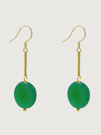 Front View of Liana Onyx Earrings in 18K Gold Plated Silver Jewelry for Pierced Ears 18k 925 Sterling Metal Stone One Size 4.8gms