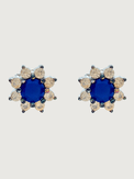Front View of Bluestar Stud Earrings in Sterling Silver Jewelry for Pierced Ears 18k Gold Plated 925 Metal Stone One Size 2.6gms