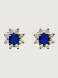 Front View of Bluestar Stud Earrings in Sterling Silver Jewelry for Pierced Ears 18k Gold Plated 925 Metal Stone One Size 2.6gms