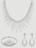 Front View of Kaia Necklace Set With Earrings And Bracelet in Rhodium Plated Metal Comfort Fit Copper One Size 67.7gms Mix