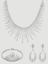 Front View of Kaia Necklace Set With Earrings And Bracelet in Rhodium Plated Metal Comfort Fit Copper One Size 67.7gms Mix