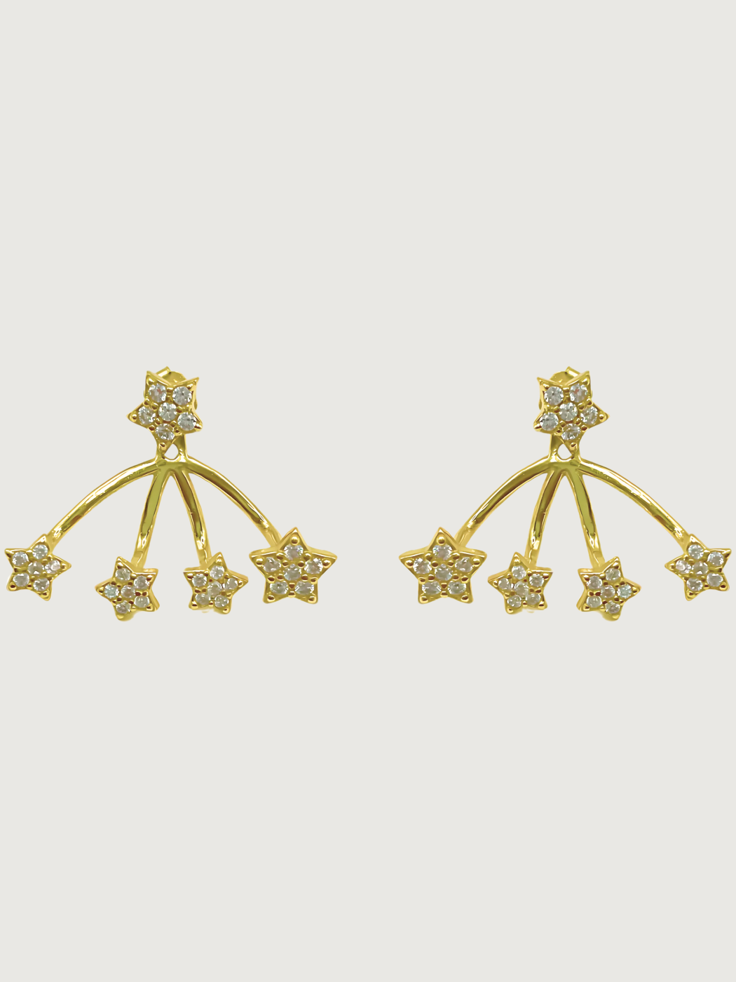 Front View of Jia Ear Jacket Earrings in 18K Gold Plated Sterling Silver Jewelry for Pierced Ears 18k 925 Metal 2 cm 2.1gms