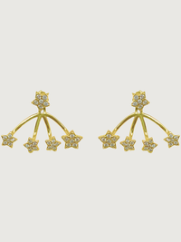 Front View of Jia Ear Jacket Earrings in 18K Gold Plated Sterling Silver Jewelry for Pierced Ears 18k 925 Metal 2 cm 2.1gms