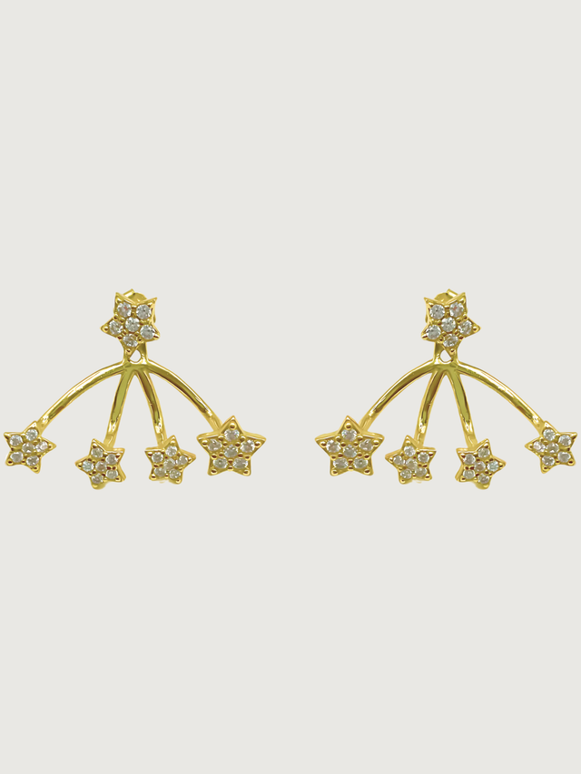 Front View of Jia Ear Jacket Earrings in 18K Gold Plated Sterling Silver Jewelry for Pierced Ears 18k 925 Metal 2 cm 2.1gms