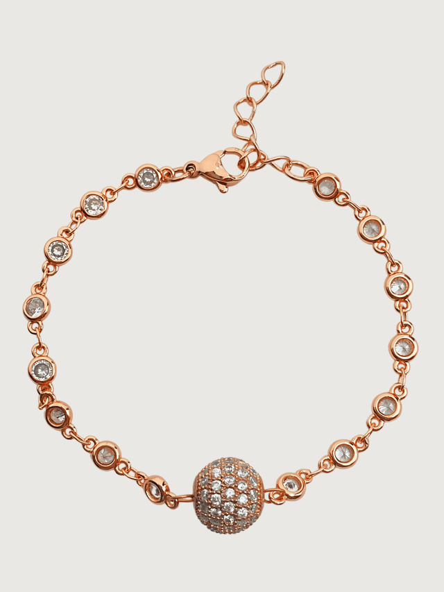 Front View of Lara Bracelet - Rose Gold Adjustable Length 18k Plated 925 Sterling Silver Metal One Size 5.4gms