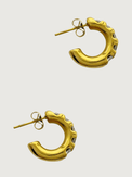 Rear View of Corinne Crystal Hoops in 18k Gold Plated Metal Jewelry for Pierced Ears Steel | Hypoallergenic Tarnish Resistant Sweat Water Stone One Size 6gms