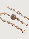 Closeup of Lara Bracelet - Rose Gold Adjustable Length 18k Plated 925 Sterling Silver Metal One Size 5.4gms