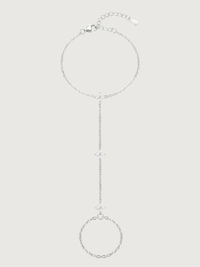 Front View of Irene Star Hand Chain Bracelet in 925 Sterling Silver Comfort Fit One Size 1.5gms