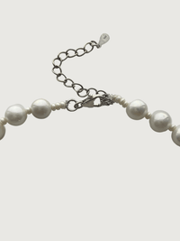 Rear View of Nura Graduating Pearl Necklace in 925 Sterling Silver Adjustable Length Metal Stone 19 inches 69gms