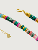 Closeup of Miley Multicolor Bracelet in 18k Gold Plated Sterling Silver Adjustable Length 925 Metal Stone One Size 14gms