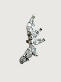 Front View of Kylie Single Stud Earring in 925 Sterling Silver Jewelry for Pierced Ears Metal Stone One Size 0.5gms