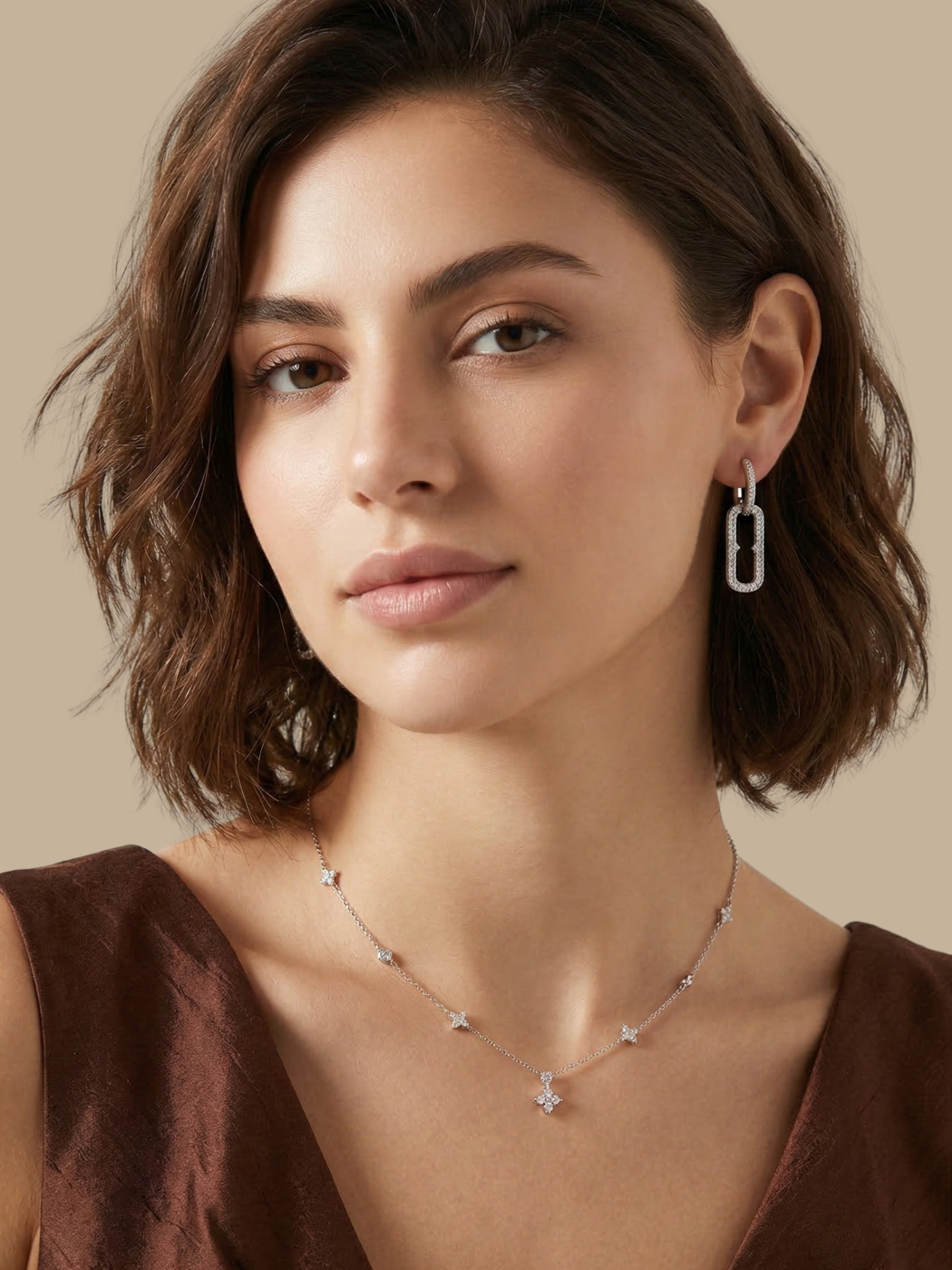 Alternate View of Model Wearing Dina Hoop Earrings Jewelry for Pierced Ears 925 Sterling Silver One Size 8.7gms