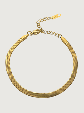 Front View of Raia Waterproof Bracelet in 18K Gold Plated Metal Adjustable Length 18k Steel | Hypoallergenic Tarnish Resistant Sweat Water Eco - Friendly One Size 3.5gms