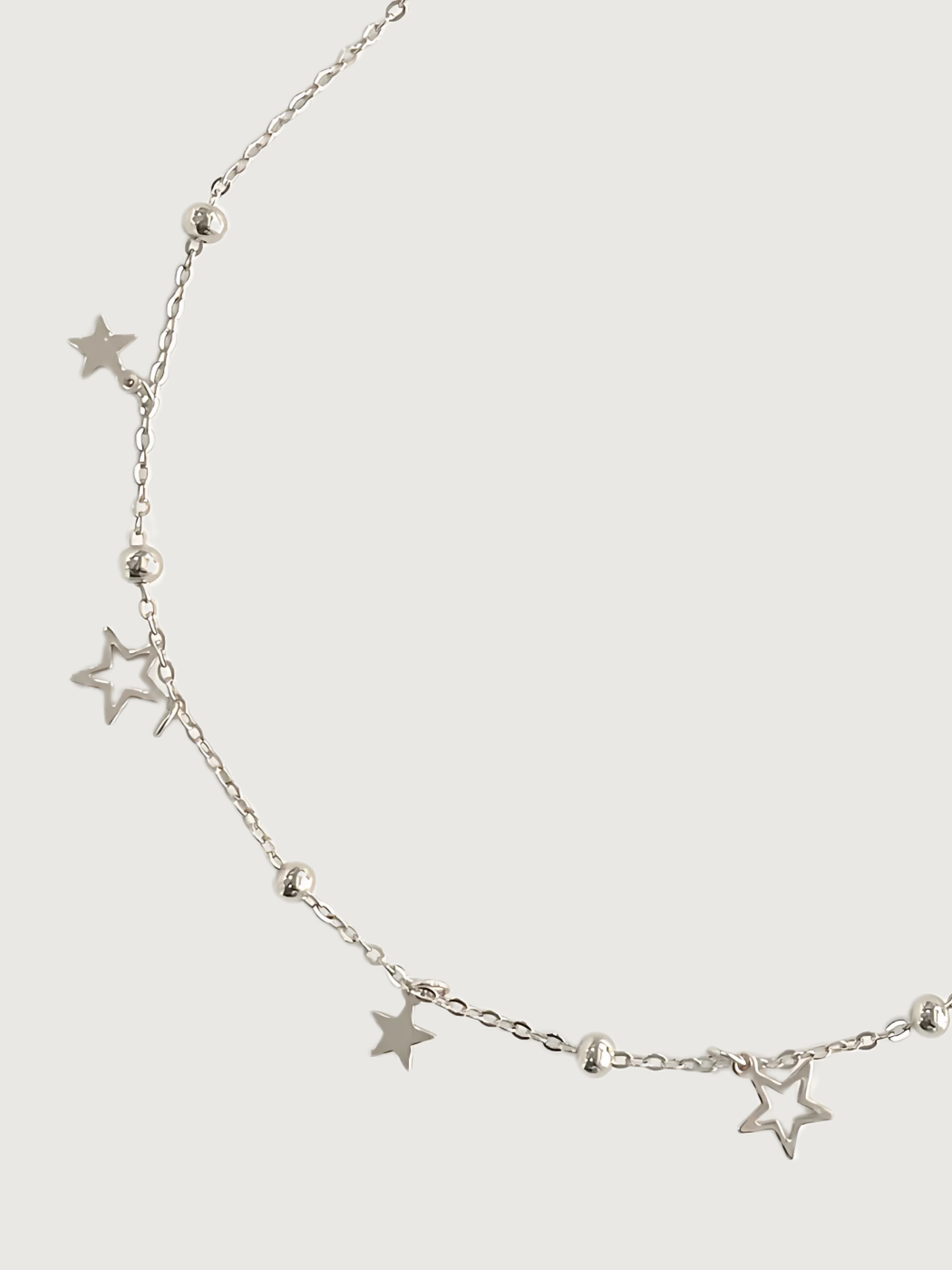 Closeup of Stella Star Anklet in 925 Sterling Silver Comfort Fit Metal 9 inches 1.8gms