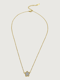 Rear View of Freya Flower Pendant & Stud Earrings Set in 18k Gold-Plated Metal Adjustable Length Gold Plated Steel | Hypoallergenic Tarnish Resistant Sweat Water One Size 12gms