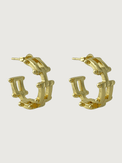 Front View of Marya Hoop Earrings In Gold Plated Metal Jewelry for Pierced Ears Brass One Size 5.8gms