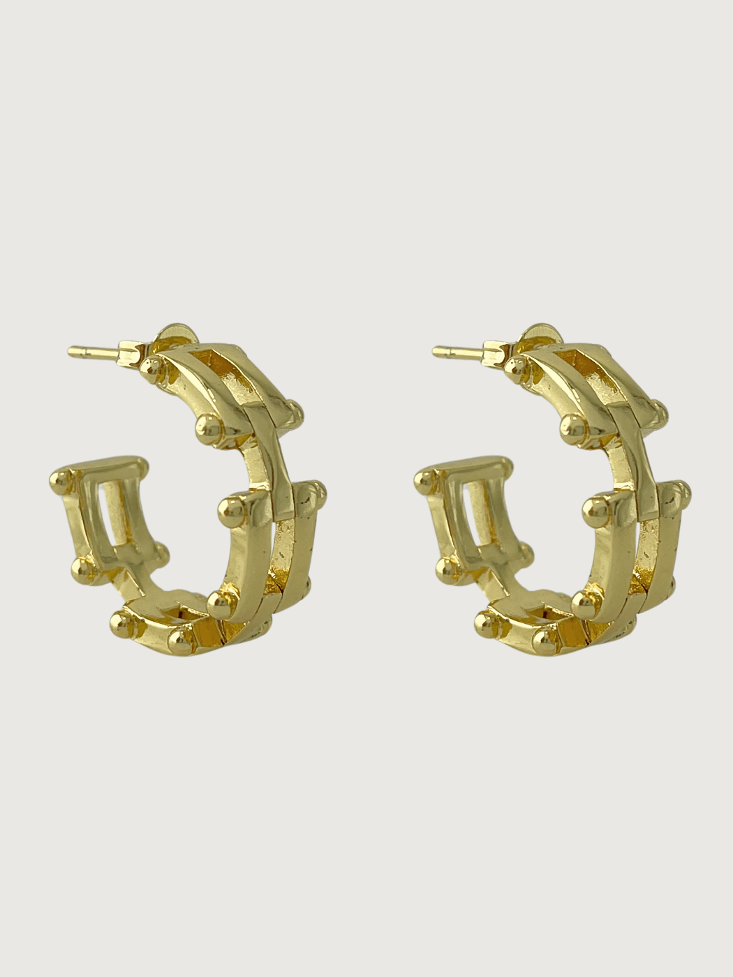 Front View of Marya Hoop Earrings In Gold Plated Metal Jewelry for Pierced Ears Brass One Size 5.8gms