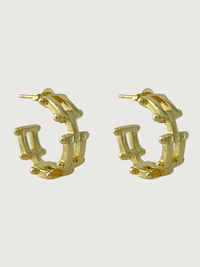 Front View of Marya Hoop Earrings In Gold Plated Metal Jewelry for Pierced Ears Brass One Size 5.8gms
