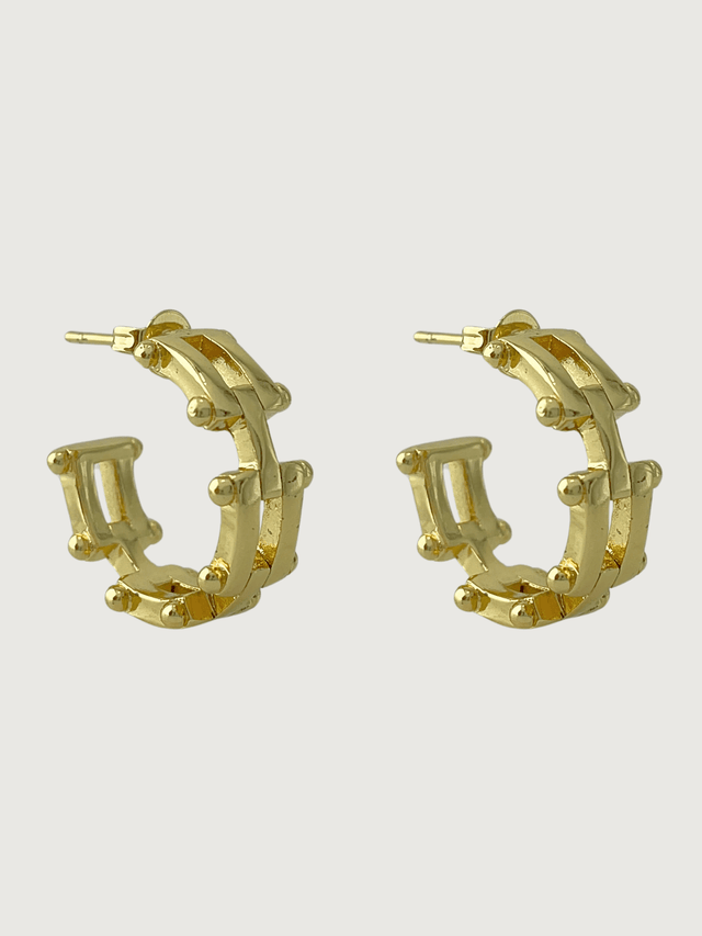 Front View of Marya Hoop Earrings In Gold Plated Metal Jewelry for Pierced Ears Brass One Size 5.8gms