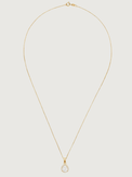 Rear View of Zia Drop Pendant Necklace & Stud Earrings in 18k gold plated 925 sterling silver Comfort Fit Gold Plated Sterling Silver 16 inches 4.8gms