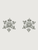 Front View of Belle Snowflake Earrings in Sterling Silver Jewelry for Pierced Ears 925 Metal Stone One Size 1.7gms
