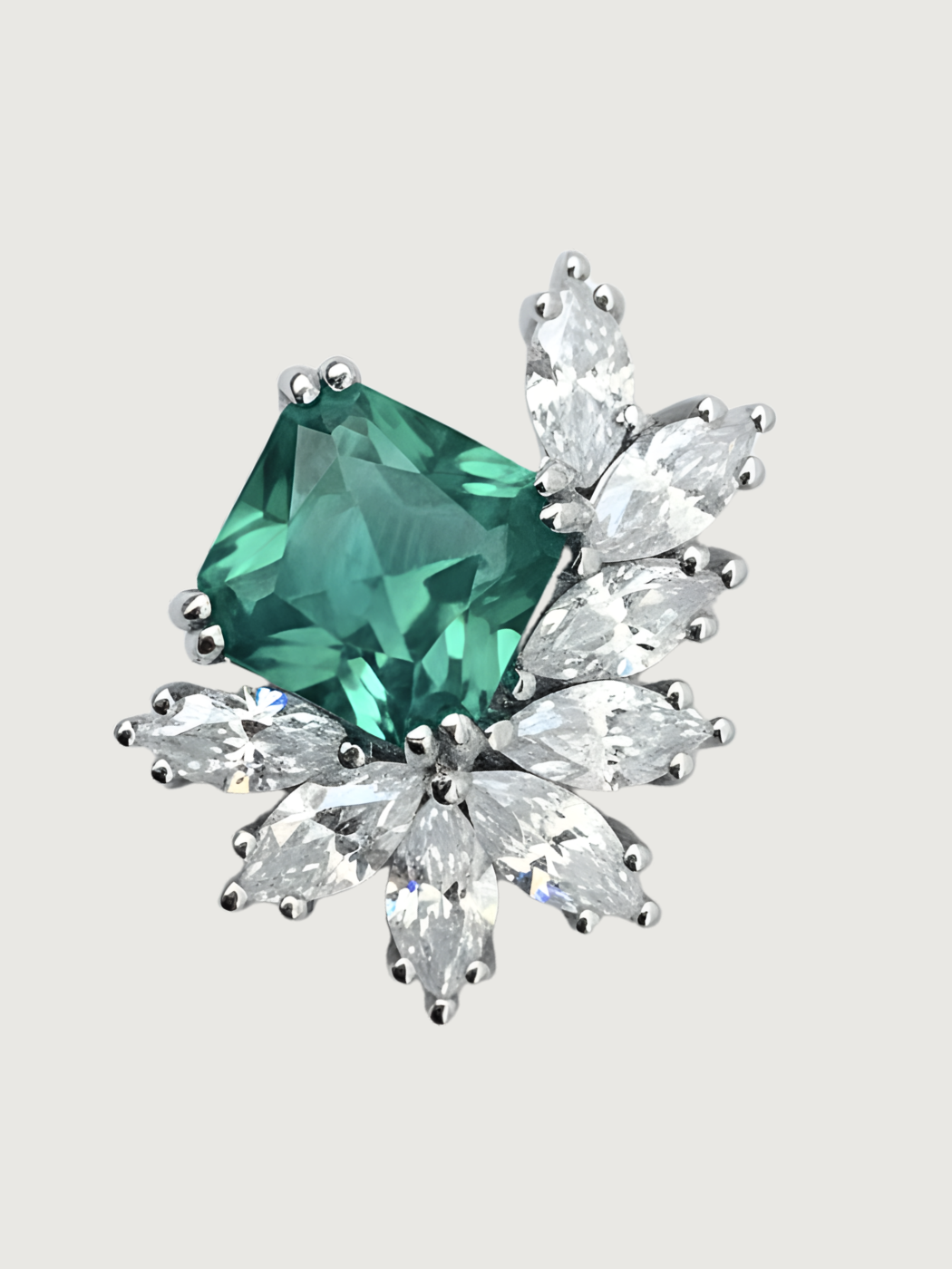 Closeup of Celestia Stud Earrings in 925 Sterling Silver- Green Jewelry for Pierced Ears Silver Metal 1.5 cm 5.3gms