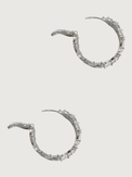 Rear View of Ziva Hoop Earrings Jewelry for Pierced Ears Rhodium Plated Brass Metal 3 cm 14.4gms