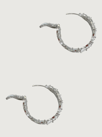 Rear View of Ziva Hoop Earrings Jewelry for Pierced Ears Rhodium Plated Brass Metal 3 cm 14.4gms