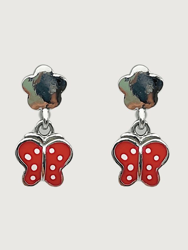 Front View of Little Princess Butterfly Dangle Earrings in Sterling silver Jewelry for Pierced Ears 925 Silver Metal One Size 1.8gms