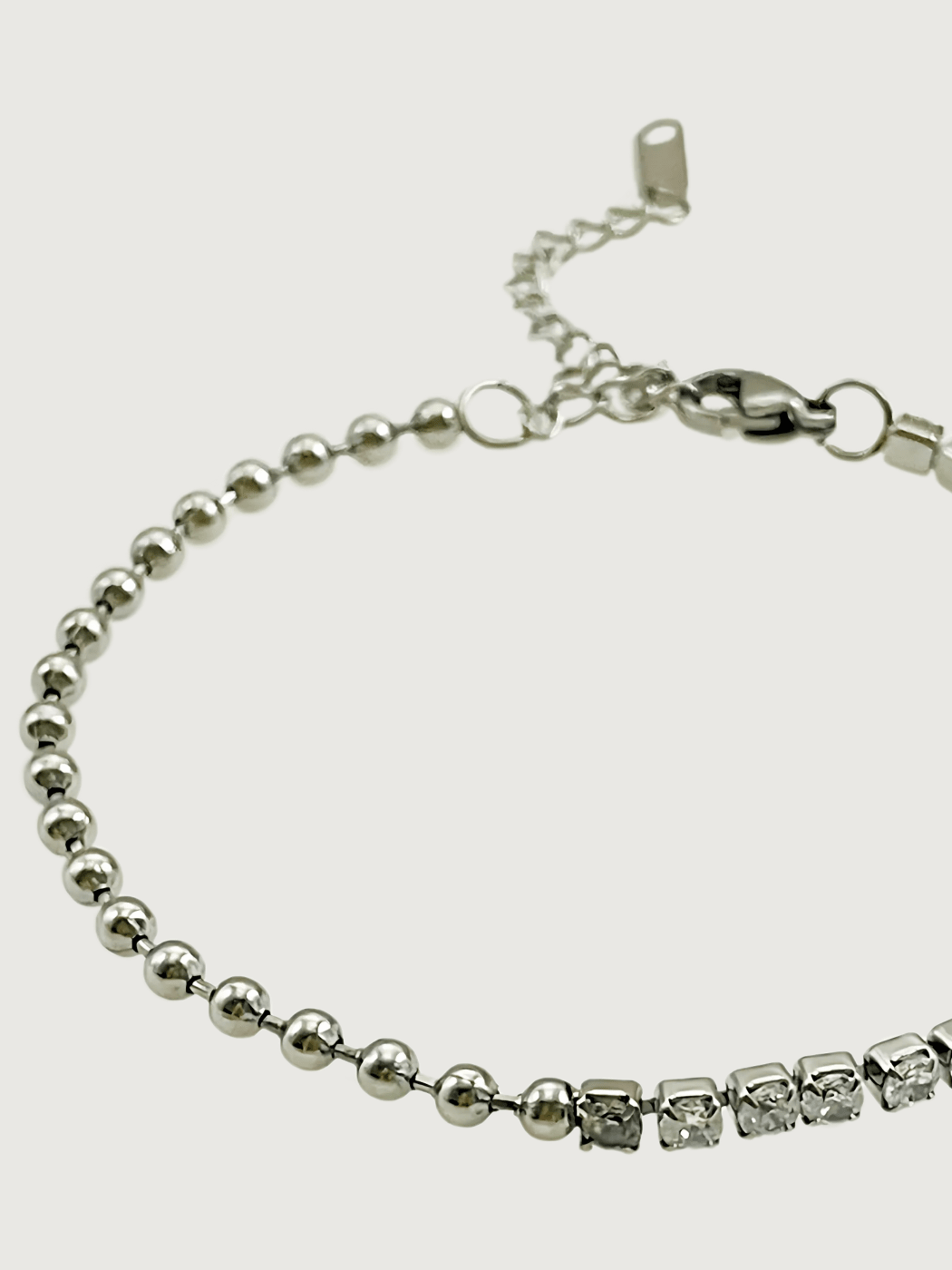 Rear View of Sarah Waterproof Tennis Bracelet Adjustable Length Rhodium Plated | Tarnish Resistant Steel Water Hypoallergenic Sweat Durable Jewelry Metal Eco - Friendly Stone One Size 3.8gms