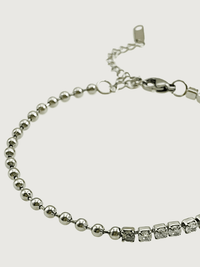 Rear View of Sarah Waterproof Tennis Bracelet Adjustable Length Rhodium Plated | Tarnish Resistant Steel Water Hypoallergenic Sweat Durable Jewelry Metal Eco - Friendly Stone One Size 3.8gms