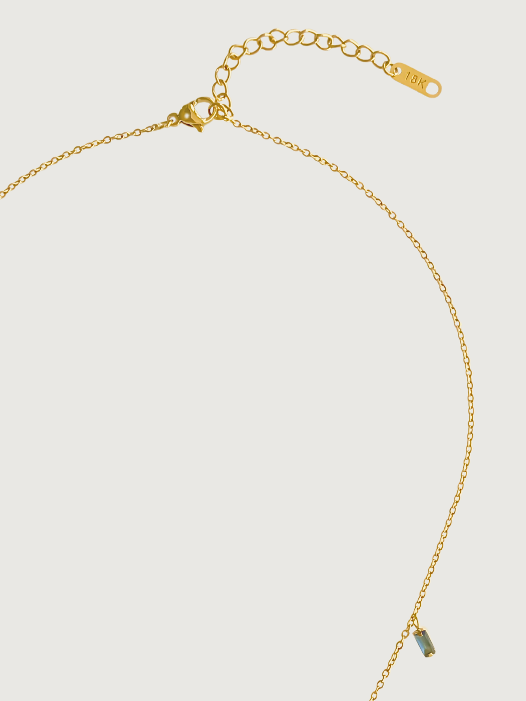 Rear View of Kiara Charm Necklace in 18k Gold-Plated Metal Adjustable Length Gold Plated Steel | Hypoallergenic Tarnish Resistant Sweat Water Eco - Friendly One Size 2.6gms