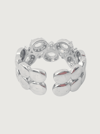 Rear View of Orina Open Ring In Rhodium Plated Metal