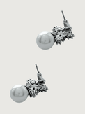 Rear View of Blanca Pearl Earrings in Rhodium Plated Copper and Sterling Silver Jewelry for Pierced Ears 925 Metal Stone One Size 6.4gms