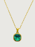 Front View of Atlantic Sparkle Waterproof Pendant Necklace in 18K Gold Plated Metal Adjustable Length 18k Steel | Hypoallergenic Tarnish Resistant Sweat Water Stone Eco - Friendly One Size 5.2gms