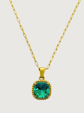Front View of Atlantic Sparkle Waterproof Pendant Necklace in 18K Gold Plated Metal Adjustable Length 18k Steel | Hypoallergenic Tarnish Resistant Sweat Water Stone Eco - Friendly One Size 5.2gms