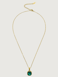 Rear View of Atlantic Sparkle Waterproof Pendant Necklace in 18K Gold Plated Metal Adjustable Length 18k Steel | Hypoallergenic Tarnish Resistant Sweat Water Stone Eco - Friendly One Size 5.2gms