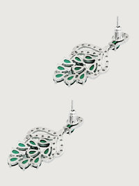 Rear View of Lyra Vine Cluster Drop Earrings in Rhodium Plated Metal-Green Jewelry for Pierced Ears Post / Pin & Push 925 Sterling Silver Stamp Marked Brass 3.5 cm 6.5gms