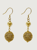Front View of Lara Earrings - Gold Jewelry for Pierced Ears 18k Plated 925 Sterling Silver Metal Stone One Size 8gms