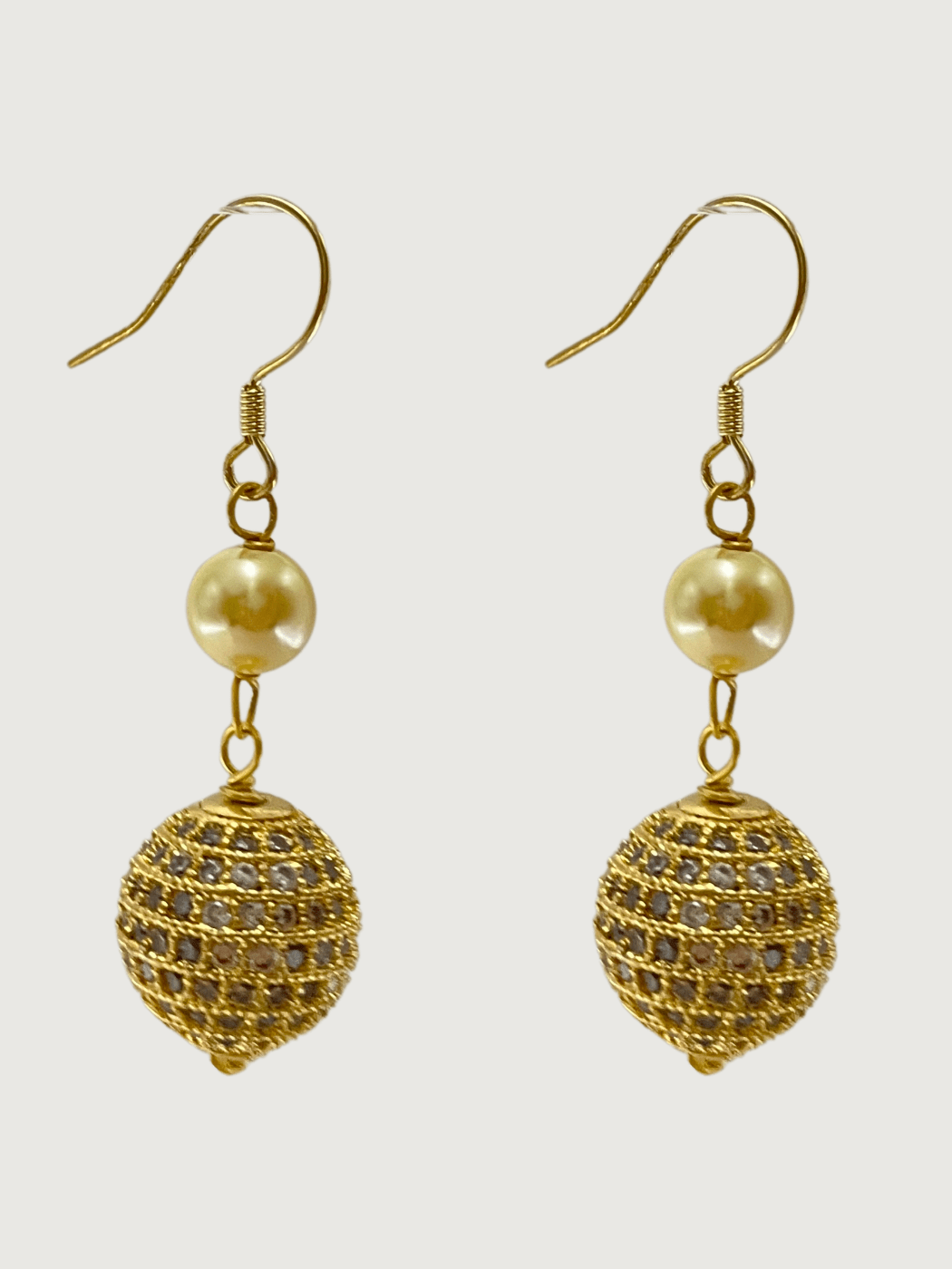 Front View of Lara Earrings - Gold Jewelry for Pierced Ears 18k Plated 925 Sterling Silver Metal Stone One Size 8gms