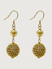 Front View of Lara Earrings - Gold Jewelry for Pierced Ears 18k Plated 925 Sterling Silver Metal Stone One Size 8gms