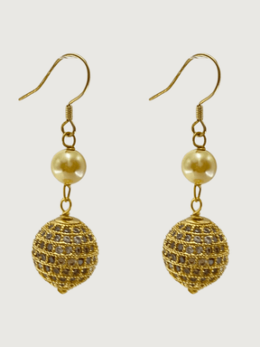 Front View of Lara Earrings - Gold Jewelry for Pierced Ears 18k Plated 925 Sterling Silver Metal Stone One Size 8gms