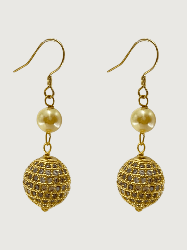 Front View of Lara Earrings - Gold Jewelry for Pierced Ears 18k Plated 925 Sterling Silver Metal Stone One Size 8gms